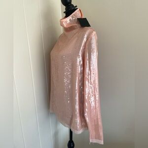 PRFCT NMBER Pink SEQUINS!! Mock Neck top Size M 🎊